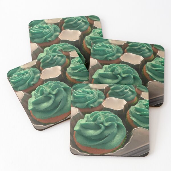 Item preview, Angled view of green iced vanilla cupcakes designed and sold by Jrsjewels.