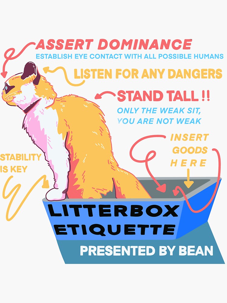 "Litterbox Etiquette Diagram" Sticker by augusgus Redbubble