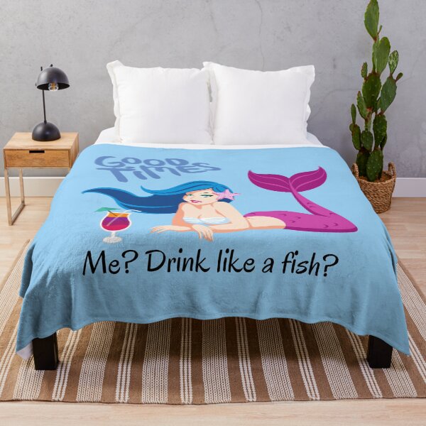 Item preview, Funny Mermaid Drink LIke A Fish Quote designed and sold by StormyMuse.