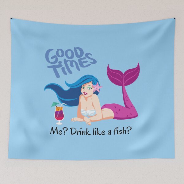 Item preview, Funny Mermaid Drink LIke A Fish Quote designed and sold by StormyMuse.