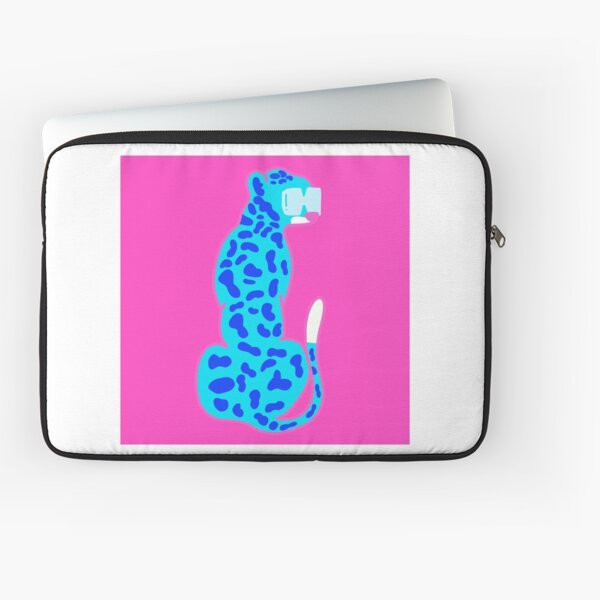 Item preview, blue leopard with glasses with pink backround  designed and sold by mollsdesignss.