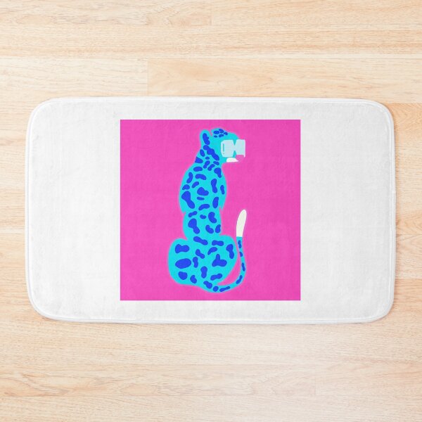 Item preview, blue leopard with glasses with pink backround  designed and sold by mollsdesignss.