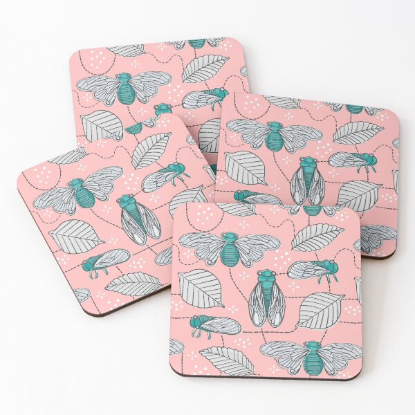 Item preview, Cicadas in Pink + Teal designed and sold by latheandquill.