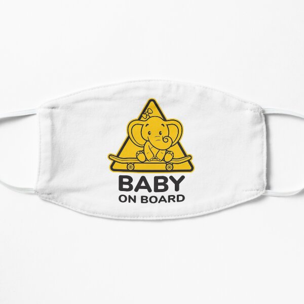 Baby On Board, Baby Elephant On Board, Baby in Car Flat Mask