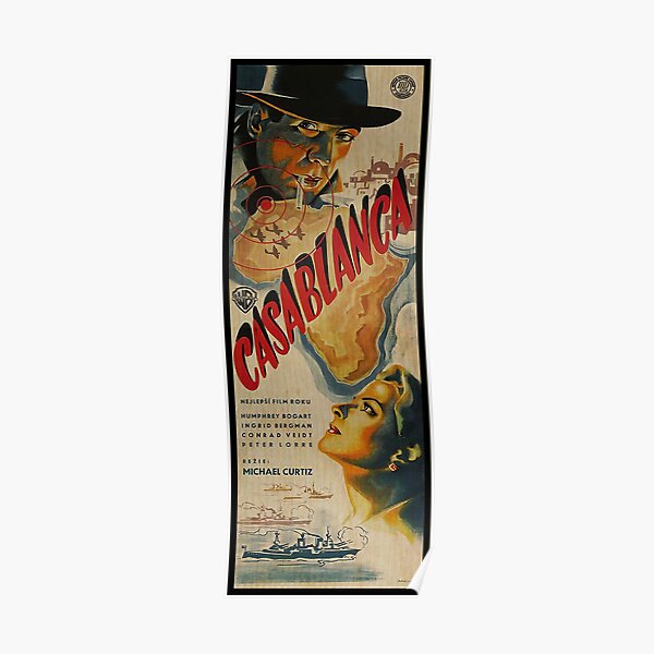 Bogart Casablanca on Wood Board Poster