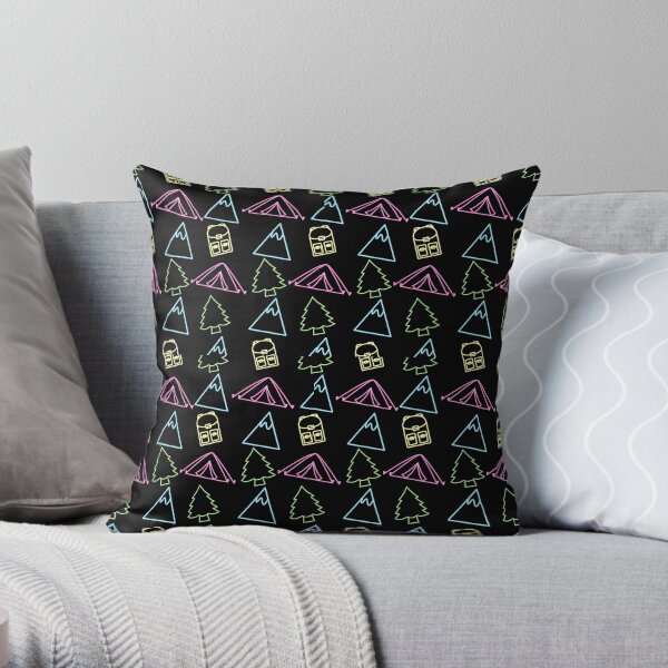 Camping Pattern Throw Pillow