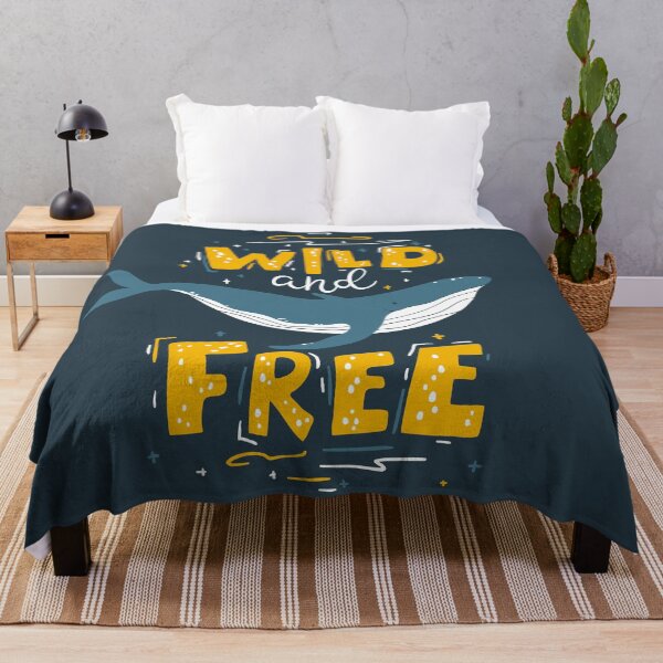 Item preview, Whale Wild Free Colorful Illustration with Lettering Simple Cartoon Hand Drawn Style Dark Background Childish Scandinavian Picture is Ideal Postcards Textiles T-shirts designed and sold by Peekonet.