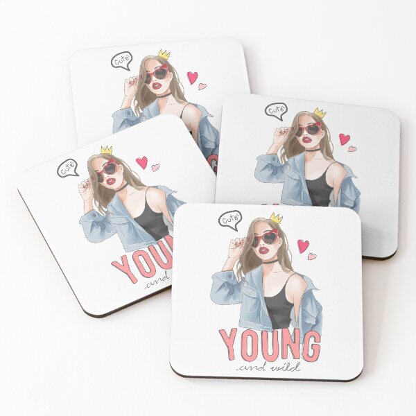 Item preview, Young Wild Slogan with Cartoon Girl with Icons Illustration designed and sold by Peekonet.
