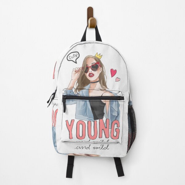 Item preview, Young Wild Slogan with Cartoon Girl with Icons Illustration designed and sold by Peekonet.