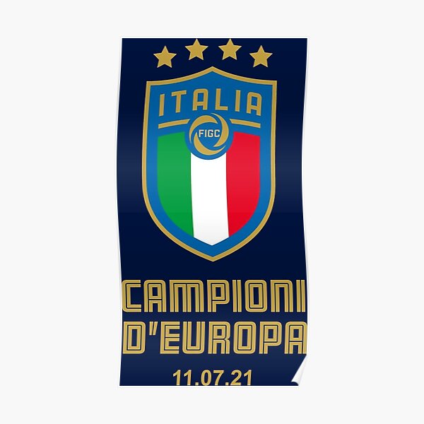 Poster con foto di calcio in formato A4 con scritta Italia campione dEuropa Euro 2020 Champions Italy 