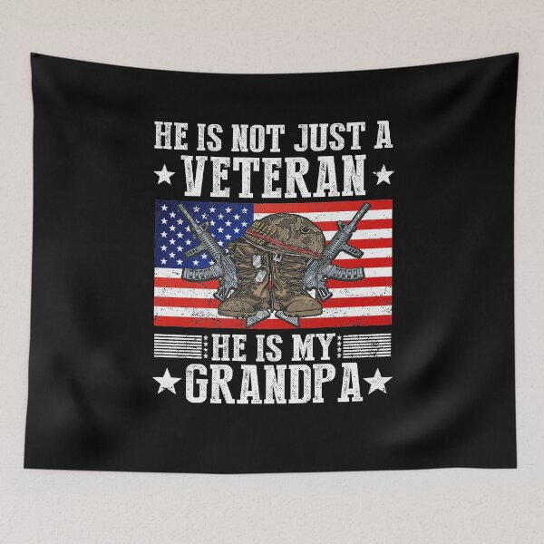 Item preview, He Is Not Just A Veteran He Is My Grandpa USA Flag Grandpa designed and sold by omerherbert.