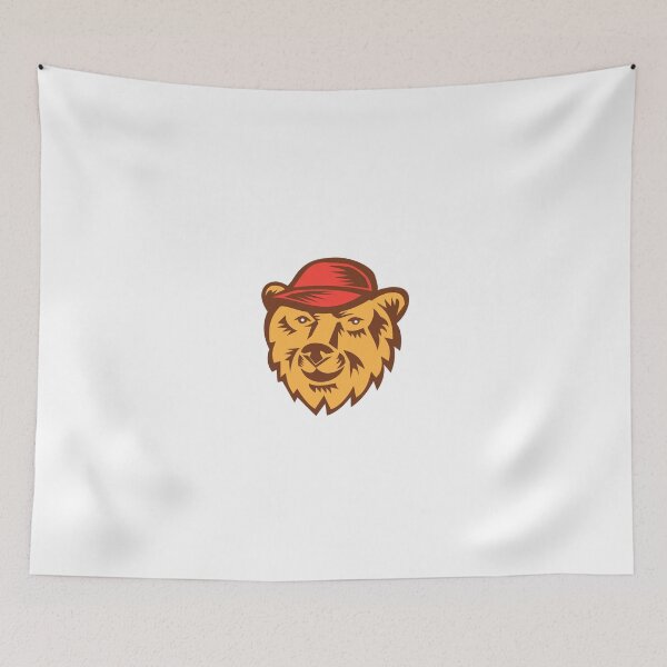 Item preview, Bear Head Wearing Hat Woodcut designed and sold by patrimonio.