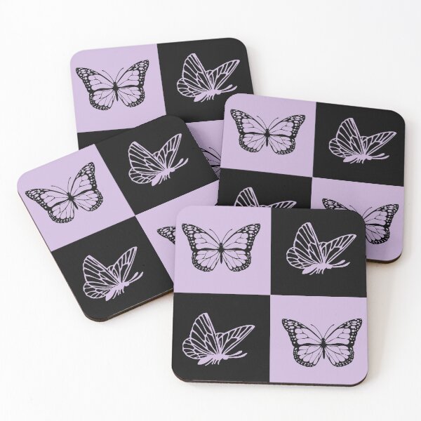 Item preview, Checkered Black and lavender butterflies pattern | Check Butterfly pattern designed and sold by Violet Treasures.