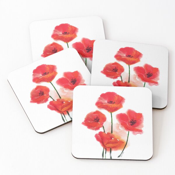 Artikelvorschau, Rote Aquarellmohnblumen entworfen und verkauft von SoupSouka.