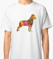 American Staffordshire Terrier in watercolor Classic T-Shirt