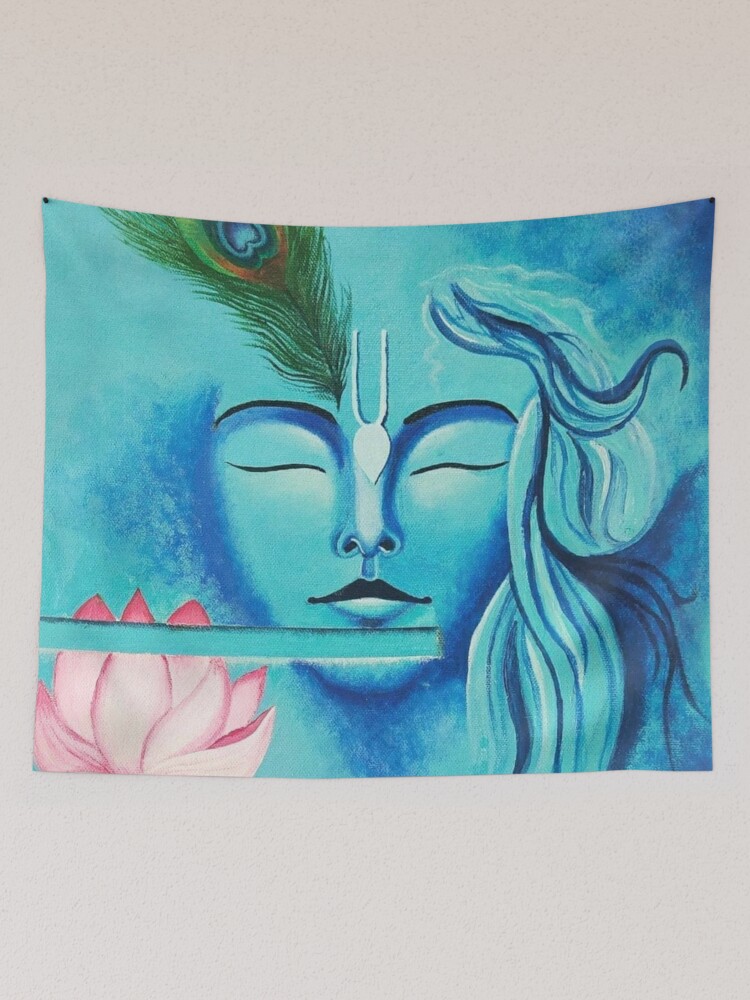 Hand Painted Lord Krishna Abstract Acrylic Painting on Canvas Board for  Home Decor and Wall Decor 