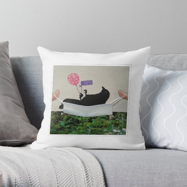 Art Collage Jackdaw Throw Pillow