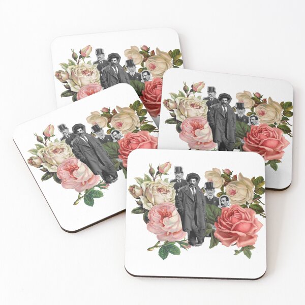 Item preview, Black and white collage of men and vintage flowers designed and sold by Marga-rita.
