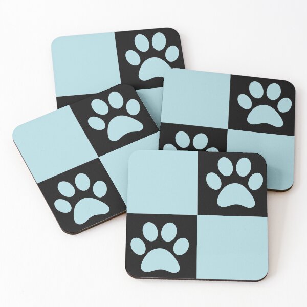 Item preview, Checkered pastel blue and black dog paw print pattern | Gifts for dog mom, dog dad, dog lover and dog owner  designed and sold by Violet Treasures.