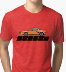 Fiat Bertone X1/9 Orange Stripes Tri-blend T-Shirt