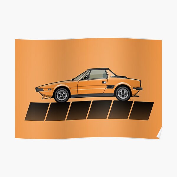 Fiat Bertone X1/9 Orange Stripes Poster