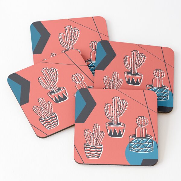 Item preview, Arte de cactus | Arte coralino y azul 3 cactus designed and sold by JooArtPrints ★★★★★.