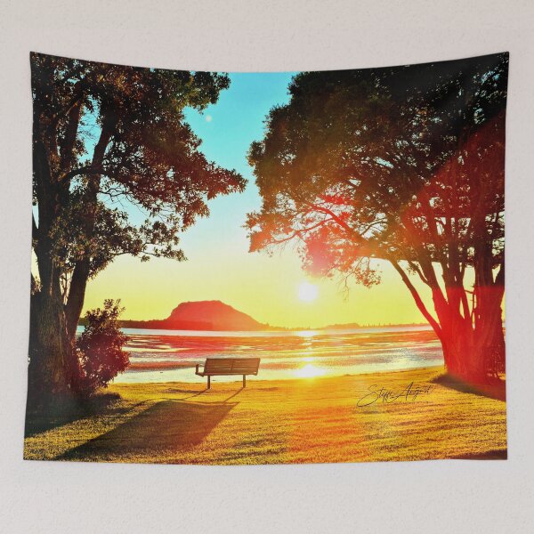 Item preview, COLOURFUL SUNRISE WITH LONELY BENCH designed and sold by Steffi August.