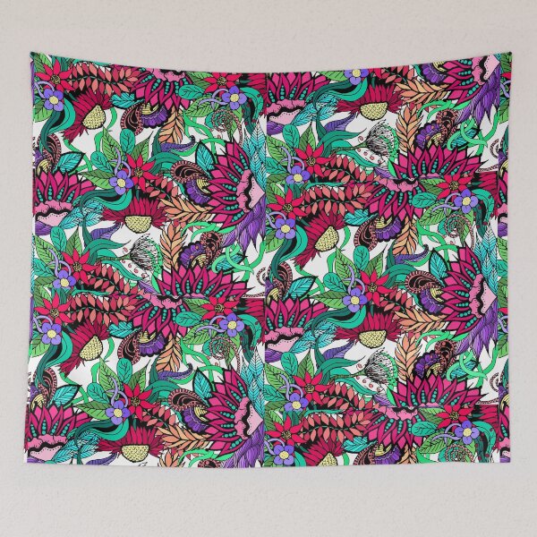 Item preview, Girly Vibrant Flower Garden Illustrated Drawings designed and sold by Blkstrawberry.