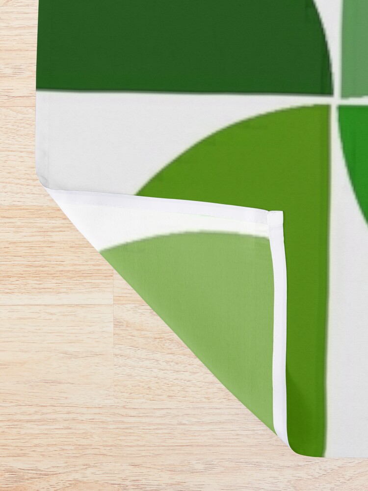 Alternate view of Mid century modern geometric Green Shower Curtain