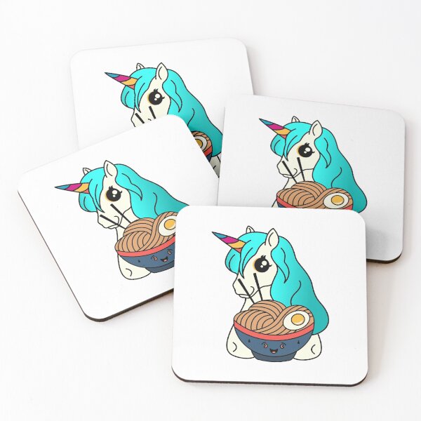Item preview, Kawaii unicorn eating ramen noodle soup designed and sold by ciaobebo.