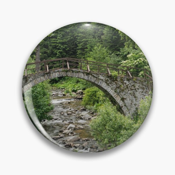 Item preview, Summer Mountain Vibe - Swift Rocky Stream Under an Old Stone Bridge designed and sold by Georgia Mizuleva.