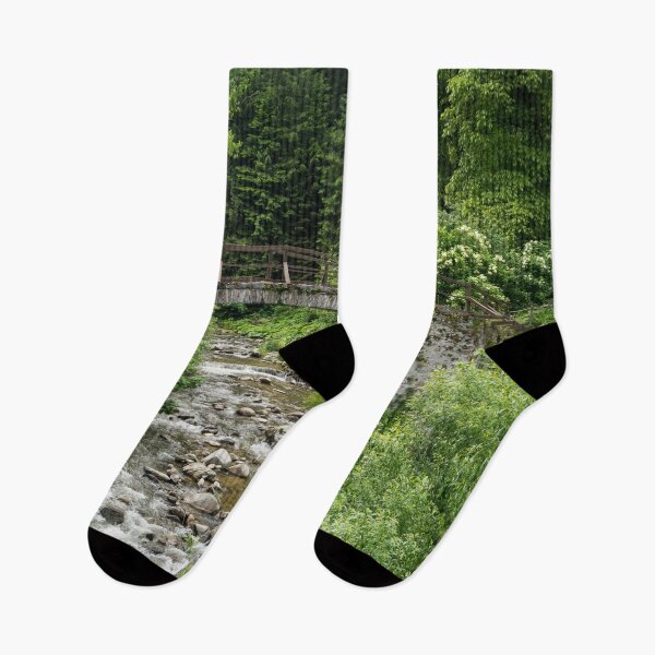 Item preview, Summer Mountain Vibe - Swift Rocky Stream Under an Old Stone Bridge designed and sold by Georgia Mizuleva.