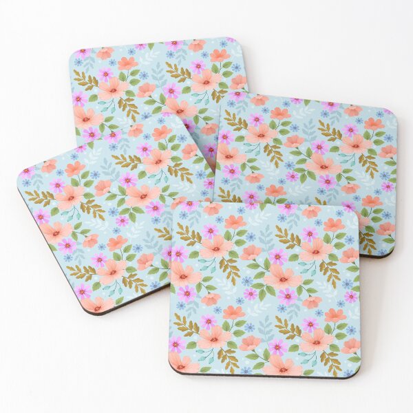 Item preview, Flower pattern with blue background designed and sold by Arne Smet.