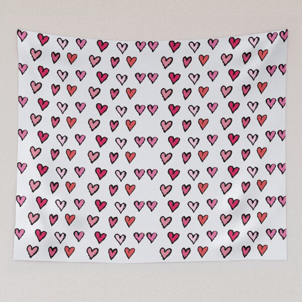 Item preview, Cute Girly Pink Hand Drawn Hearts on White Pattern designed and sold by Blkstrawberry.