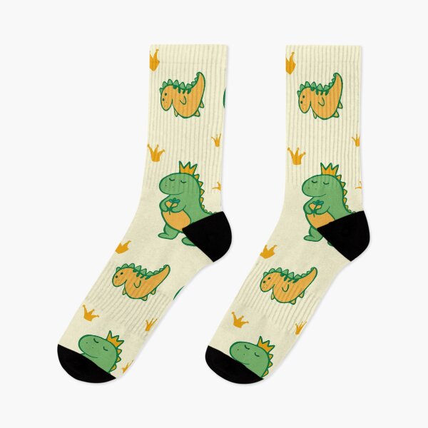 Item preview, Seamless pattern with green and orange dinosaurs and crowns  designed and sold by AnaArt42.