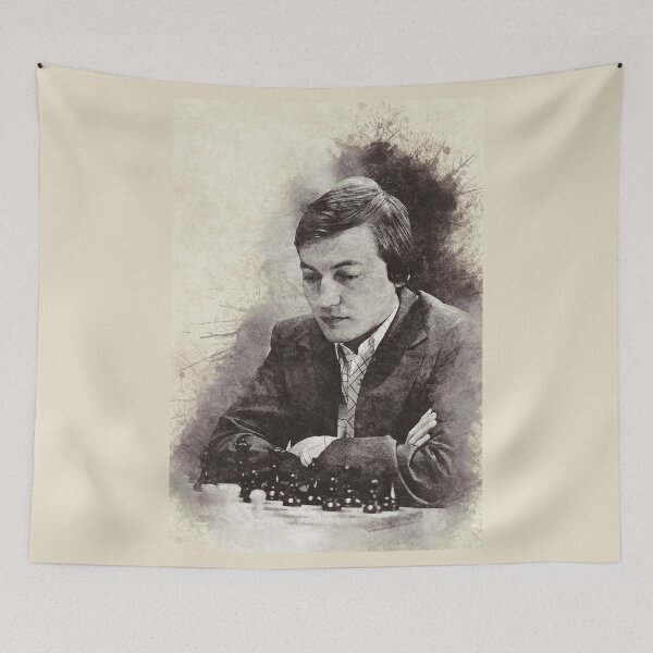 Item preview, Anatoly Karpov ✪ The Legend ✪ Aesthetic Watercolor Portrait of a chess master designed and sold by Naumovski.