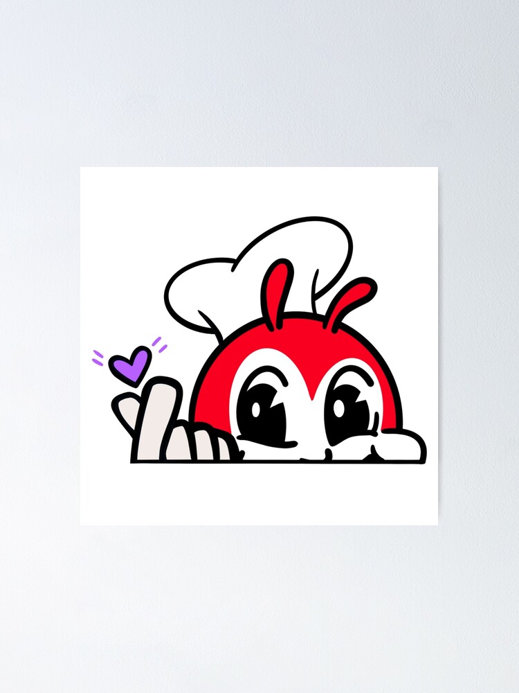 Jollibee Peeking Finger Heart Filipino Sticker Poster For Sale By