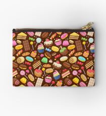 Assorted sweets colorful seamless background. Studio Pouch