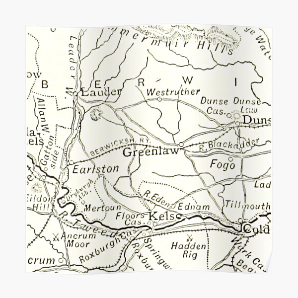"GREENLAW & surrounding area map 1891" Poster for Sale by yourscotland