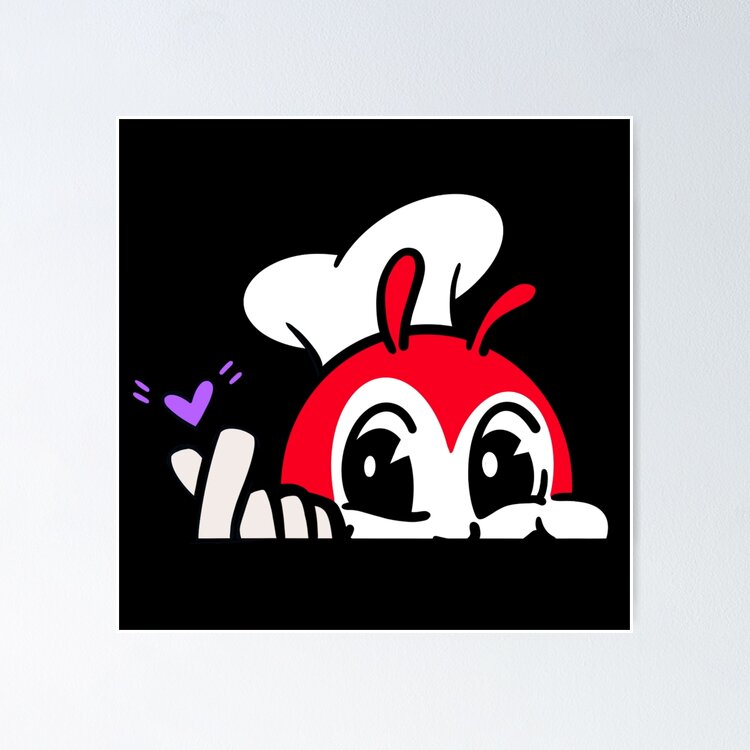 JOLLIBEE PEEKING FINGER HEART FILIPINO STICKER BLACK Sticker