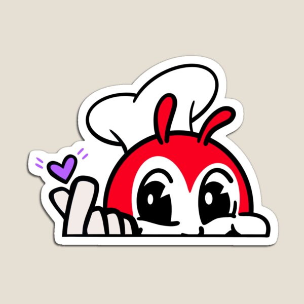 Item preview, JOLLIBEE PEEKING FINGER HEART FILIPINO STICKER BLACK designed and sold by aydapadi.