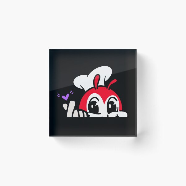 Item preview, JOLLIBEE PEEKING FINGER HEART FILIPINO STICKER BLACK designed and sold by aydapadi.