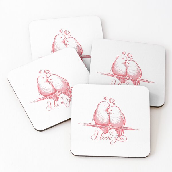 Item preview, I Love You - love birds - Pink designed and sold by ZafranOnline.
