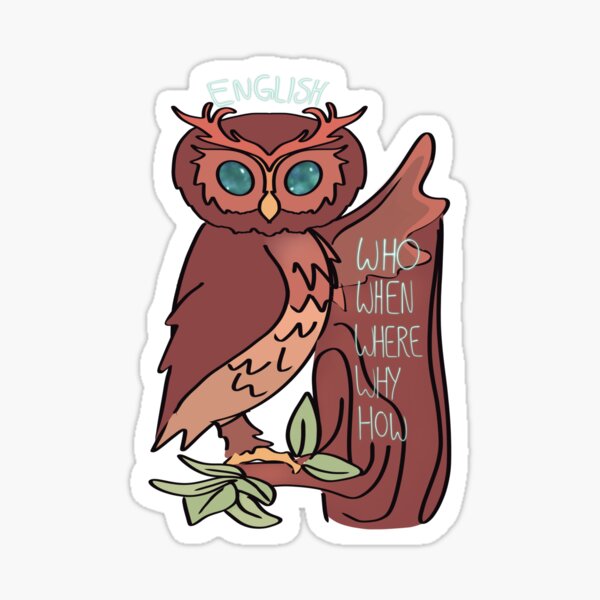 English Owl Sticker