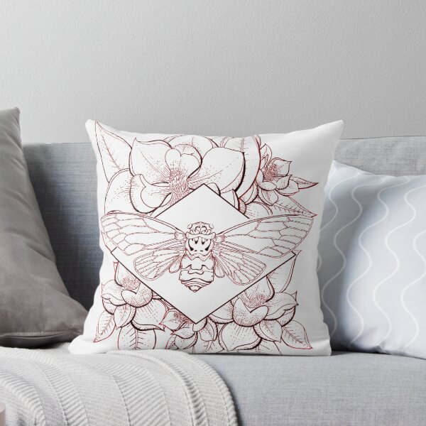 Item preview, Red Cicada and Magnolia flower design, periodical cicada, ologies gift, , insect artwork, southern magnolia floral design designed and sold by MLorainArt.