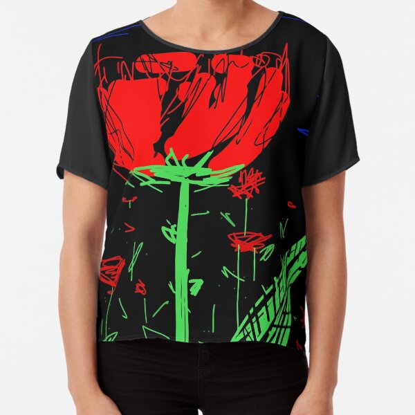 Red flower Chiffon Top