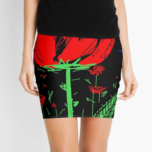 Red flower Mini Skirt