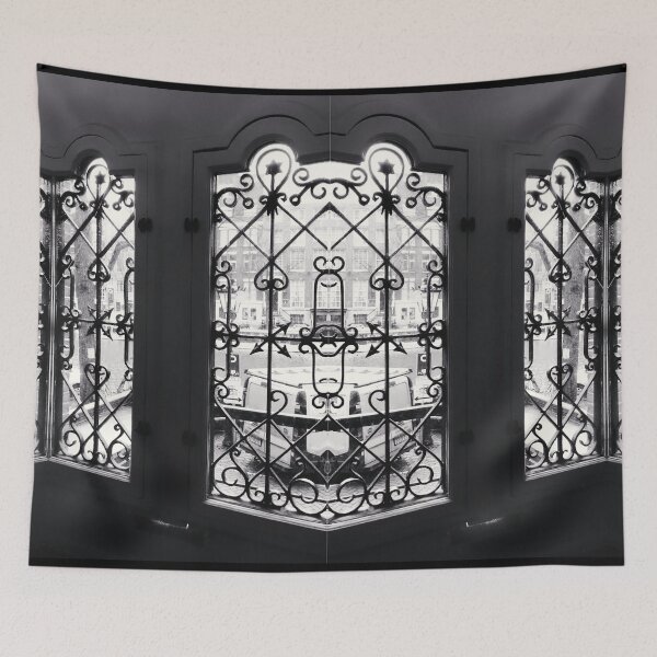 Item preview, Black and White Ornamental Architecture Gate Pattern in Amsterdam, Netherlands designed and sold by LaceySkies.