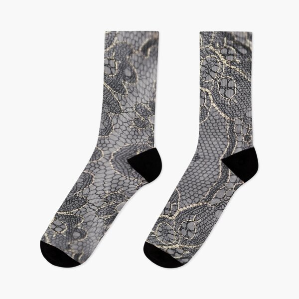 Item preview, Gold and Soft Grey Symmetric Floral Lace Pattern  designed and sold by LaceySkies.