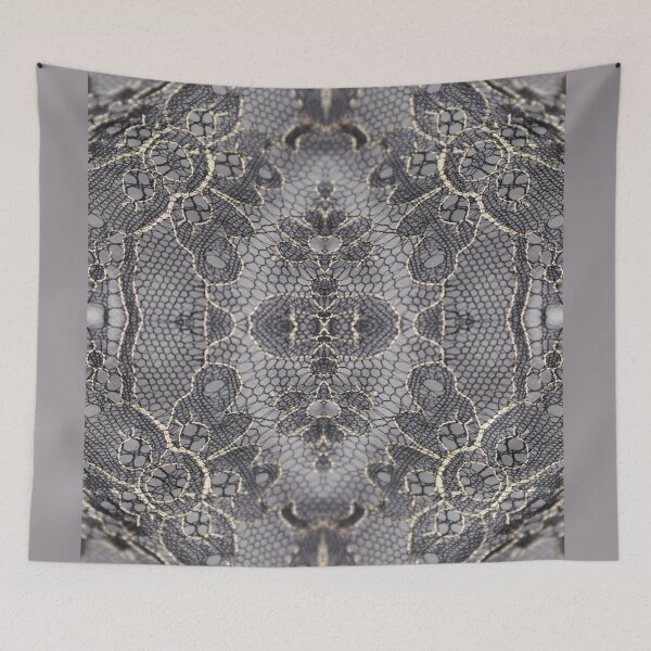 Item preview, Gold and Soft Grey Symmetric Floral Lace Pattern  designed and sold by LaceySkies.